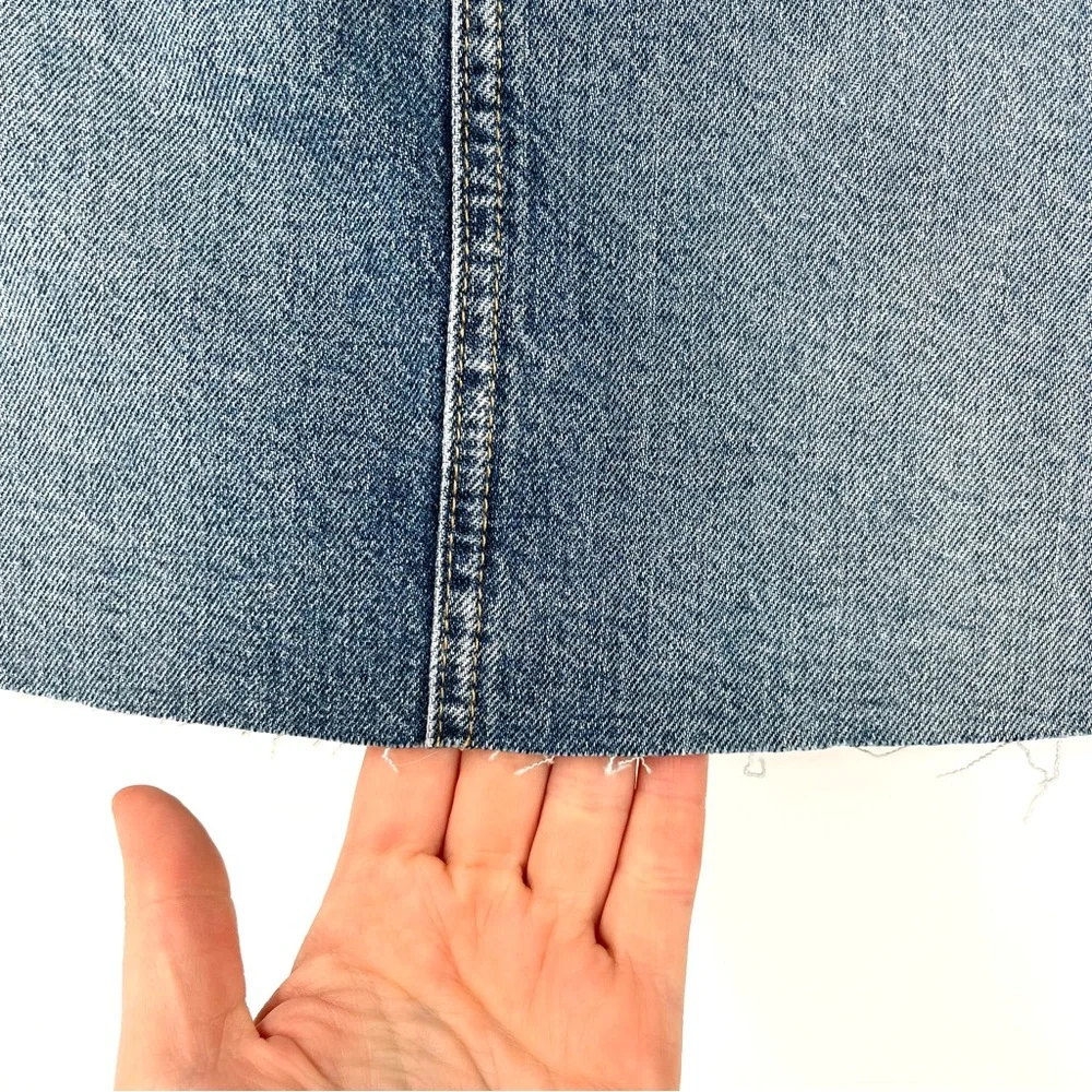 LOFT Denim Skirt 6 Stretch Cotton Jean Skirt Raw Hem NWT New Classic A Line